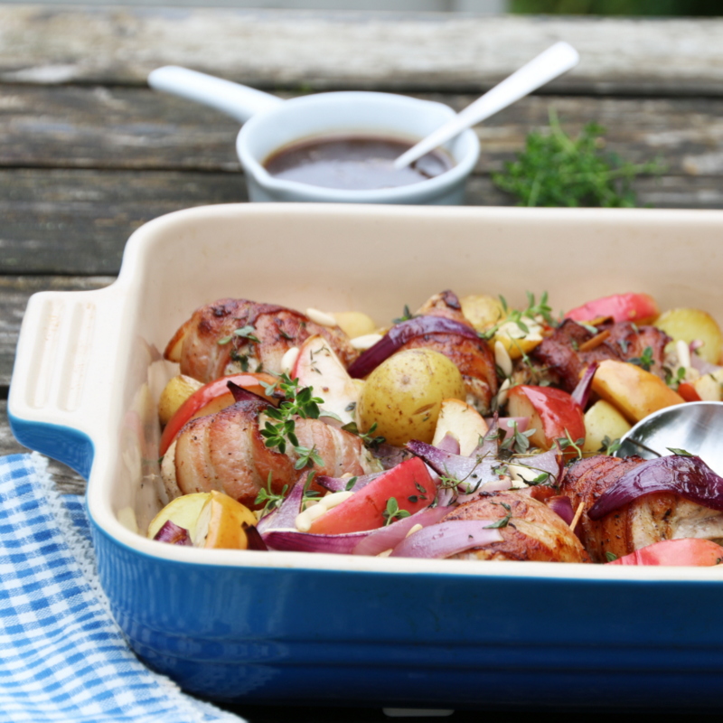 Baconsurret Kylling med Eple og Balsamicosaus