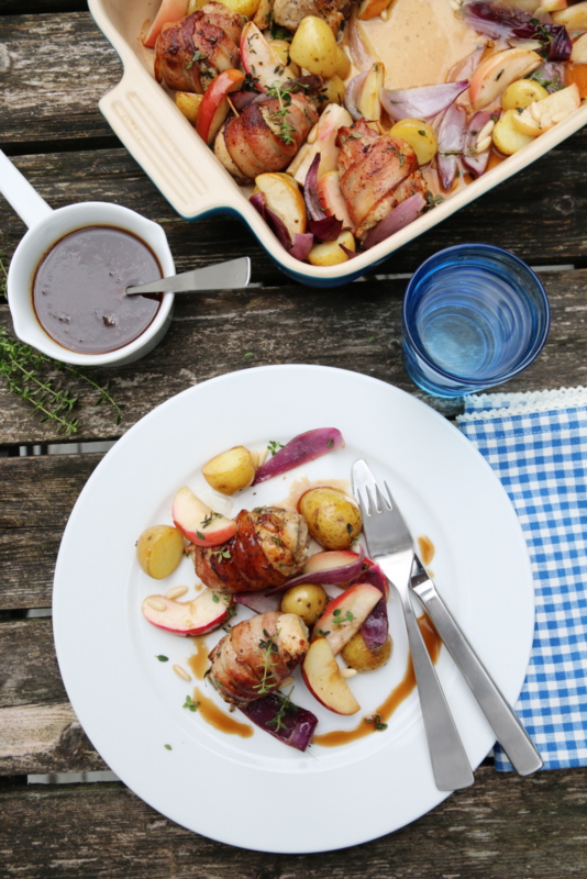 Baconsurret Kylling med Eple og Balsamicosaus