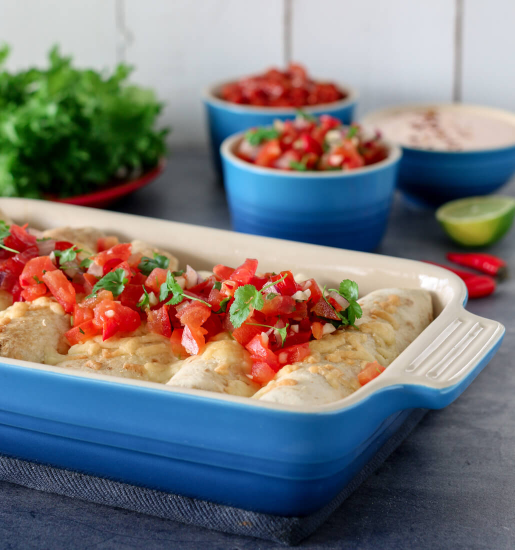 Enchiladas med Chilimarinert Kylling & Pico de Gallo